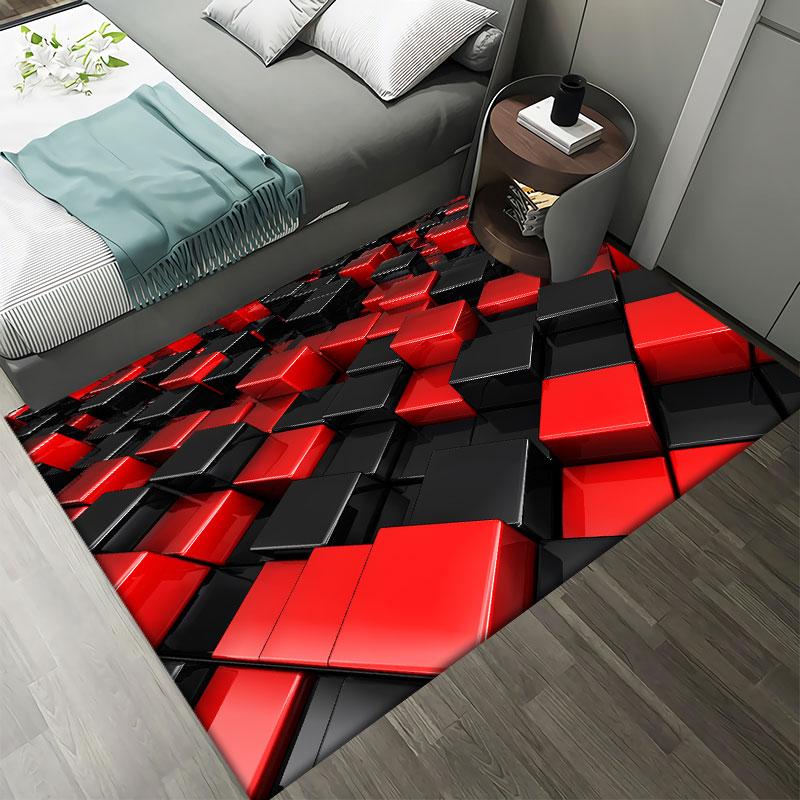 3D Colorful Geometry Block Carpets Large Area Rug for Living Room Bedroom Carpets Anti-Slip Floor Mat Kitchen Abstract Bath Mat