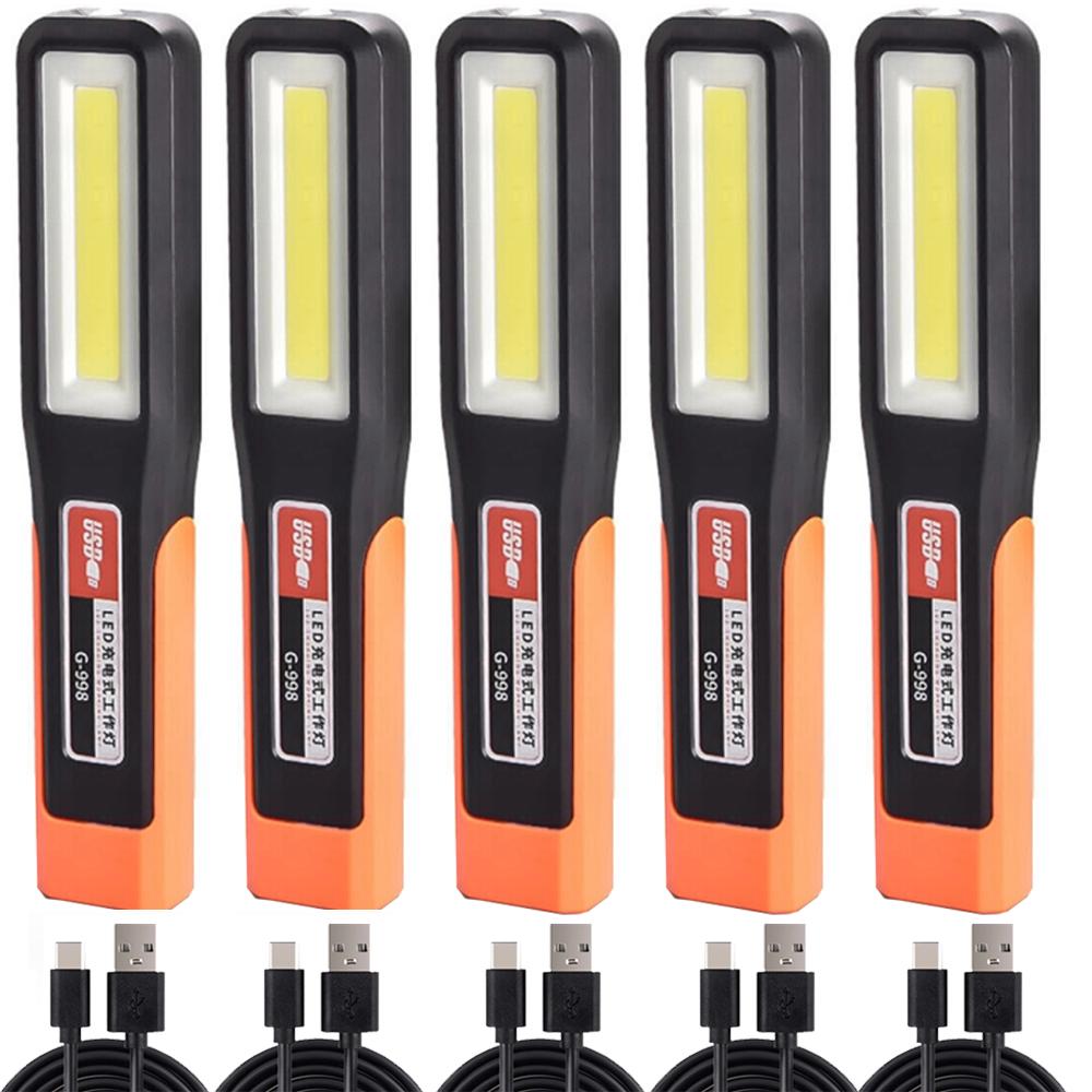 1-10PCS Powerful LED Work Light with Magnet Lighting Flashlight Car Garage Mechanic Lamp USBCharging COB Emergency Warning Light