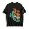 Gradient Letter Print Casual Top For Hiking Climbing Enthusiasts Pure Cotton T-shirt