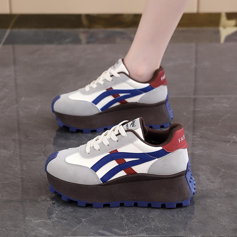 Hong Kong Style Student Trendy Shoes Women's New Thick-soled Heightening Fashionable Versatile Retro Sports and Leisure Dad Shoes