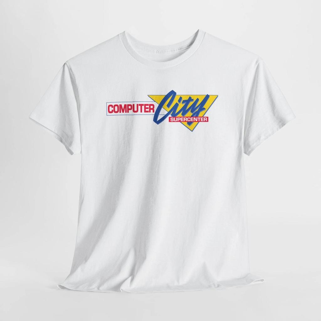 Vintage Retro Computer Geek Computer City Gildan Cotton Tee