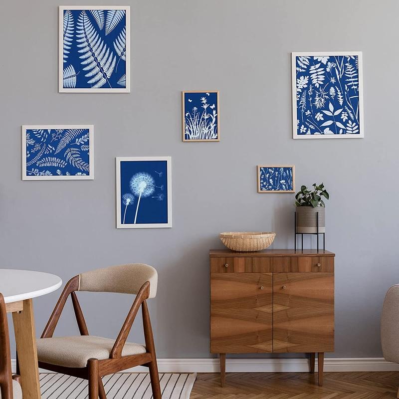 32 Stück Sonnenlicht-Druckpapier Cyan-Papier-Set A5 Solar-Zeichenpapier Empfindliches Sonnenlicht-Druckpapier Natürliches Druckpapier für