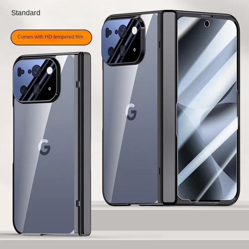 Transparent Screen Tempered Glass Protector Case For Google Pixel 10 Pro Fold All-inclusive Spring Hinged Cover