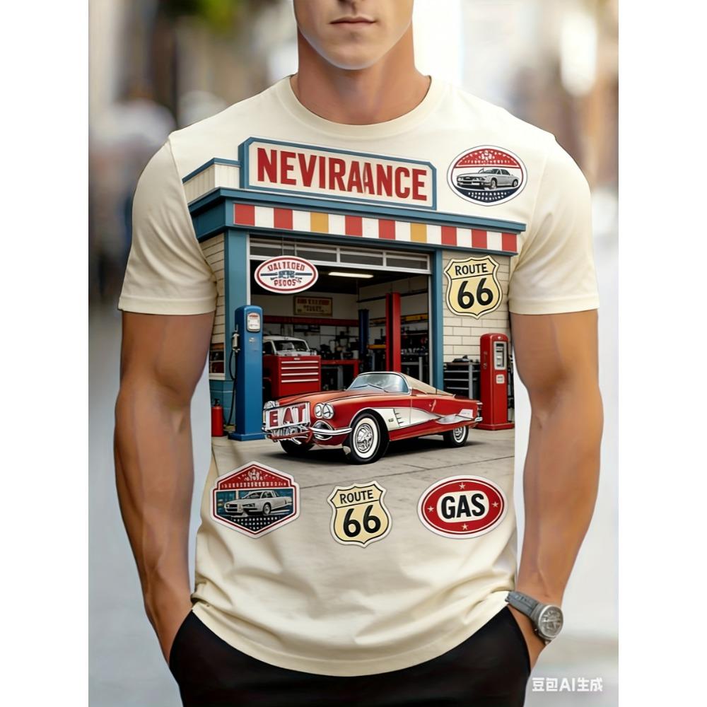 Men's Fashion Trend Casual Round-neck 3D Print T-shirt