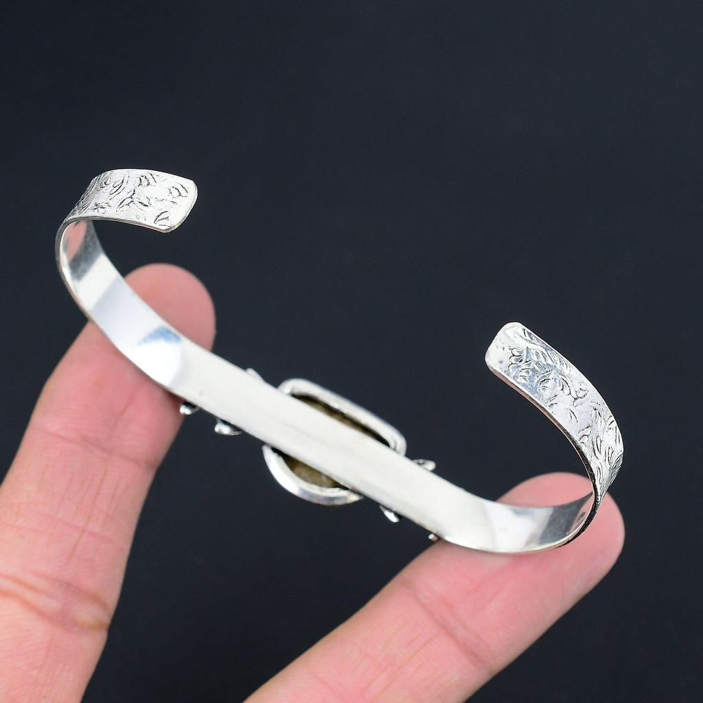 Mothers Day Sale Boulder Opal Gemstone Wife Flower Handmade Bangle 925 Silver