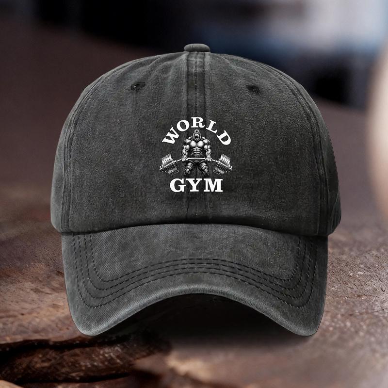 pc Adjustable Hat with World Gym Printed Pattern Unisex And WomenS Outdoor Athletic Style Ideal Gift for Gym Training Outdoor