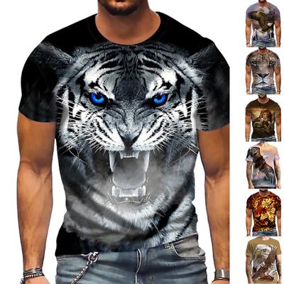 New Summer Men's Fashion T-shirt Personality Fierce Tiger Printed Men's T-shirt Top