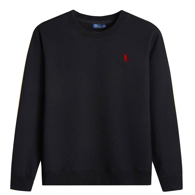 Mens Cotton Crewneck Long Sleeve Pullover Sweatshirt With Embroidered Classic British Style Slim Fit