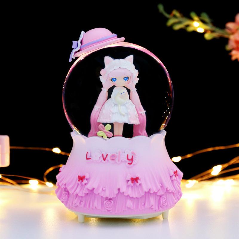 Iridescent Castle Snowfall Crystal Ball Music Box for Kids - Dreamy Fairy Tale Carriage.