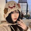 Tassels Crochet Knitted Hat Hollow Out Handmade Craft Pullover Hat Windproof Bohemian Style Korean Weave Cap Autumn and Winter
