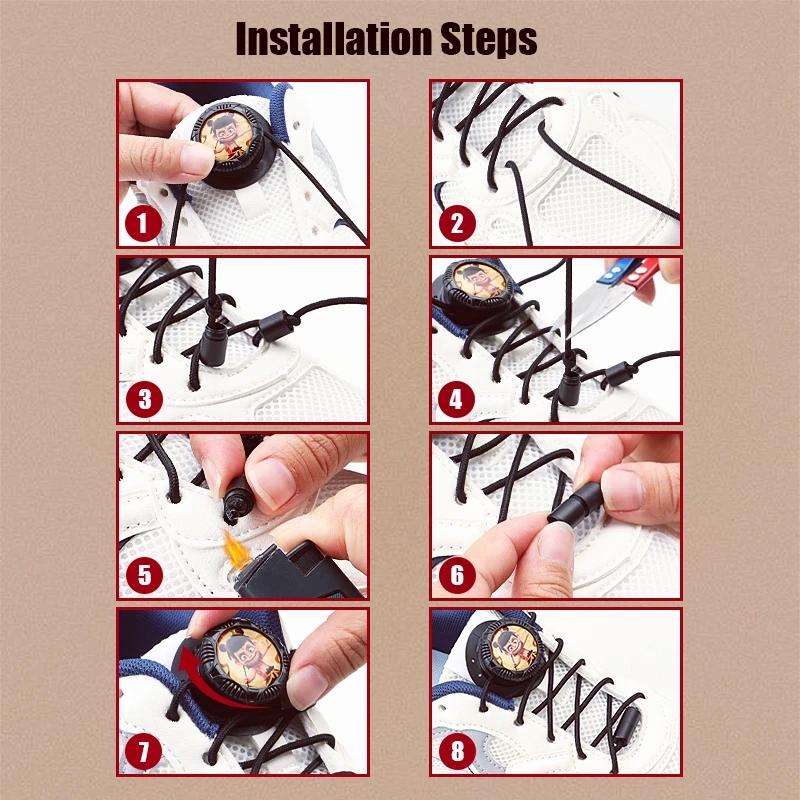 1Pair Swivel Buckle Laces Thick Rope Sneakers Shoelace Nezha Automatic Shoelaces Without Ties Install Simple Shoes Accessories