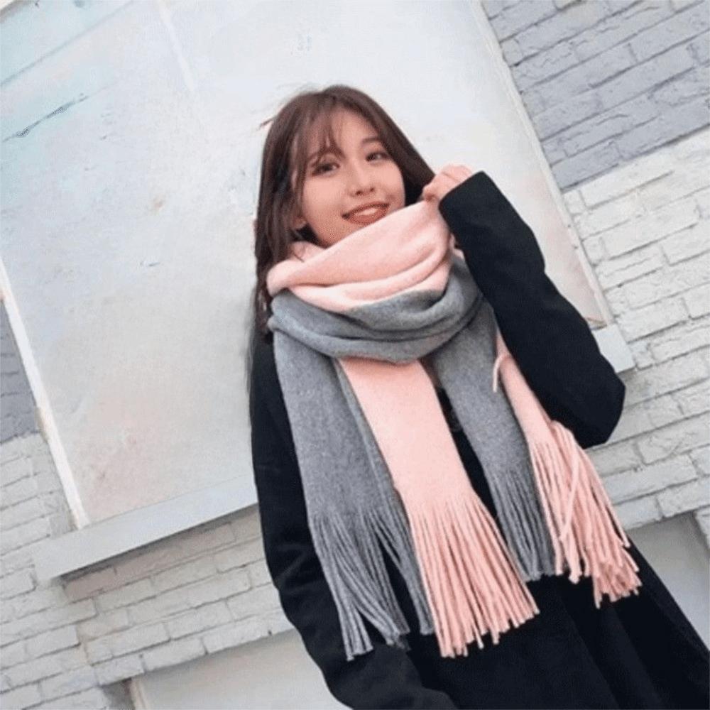 Windproof Long Wool Tassel Scarf Thickened Winter Neckerchief Elegant Women Cashmere Scarf  Student