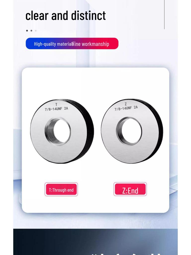 US Thread Ring Gauge Set: 1/4-20/28 UNC, 3/8-16/24, 5/16-18/24 UNF, Go/No-Go, 2A Standard.