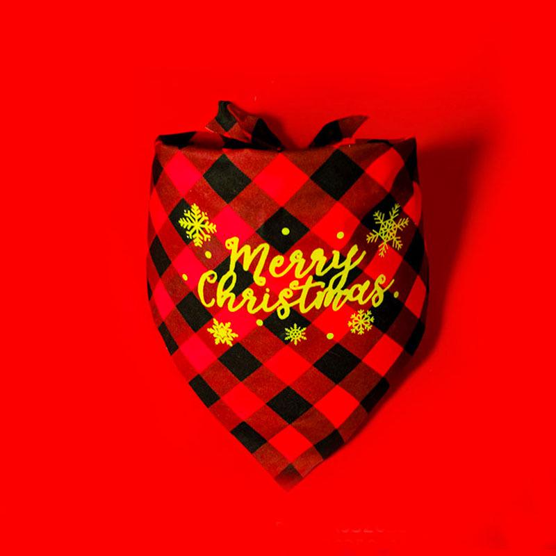 Customizable Plaid Christmas Pet Scarf - Personalized Triangle Bib for Dogs and Cats