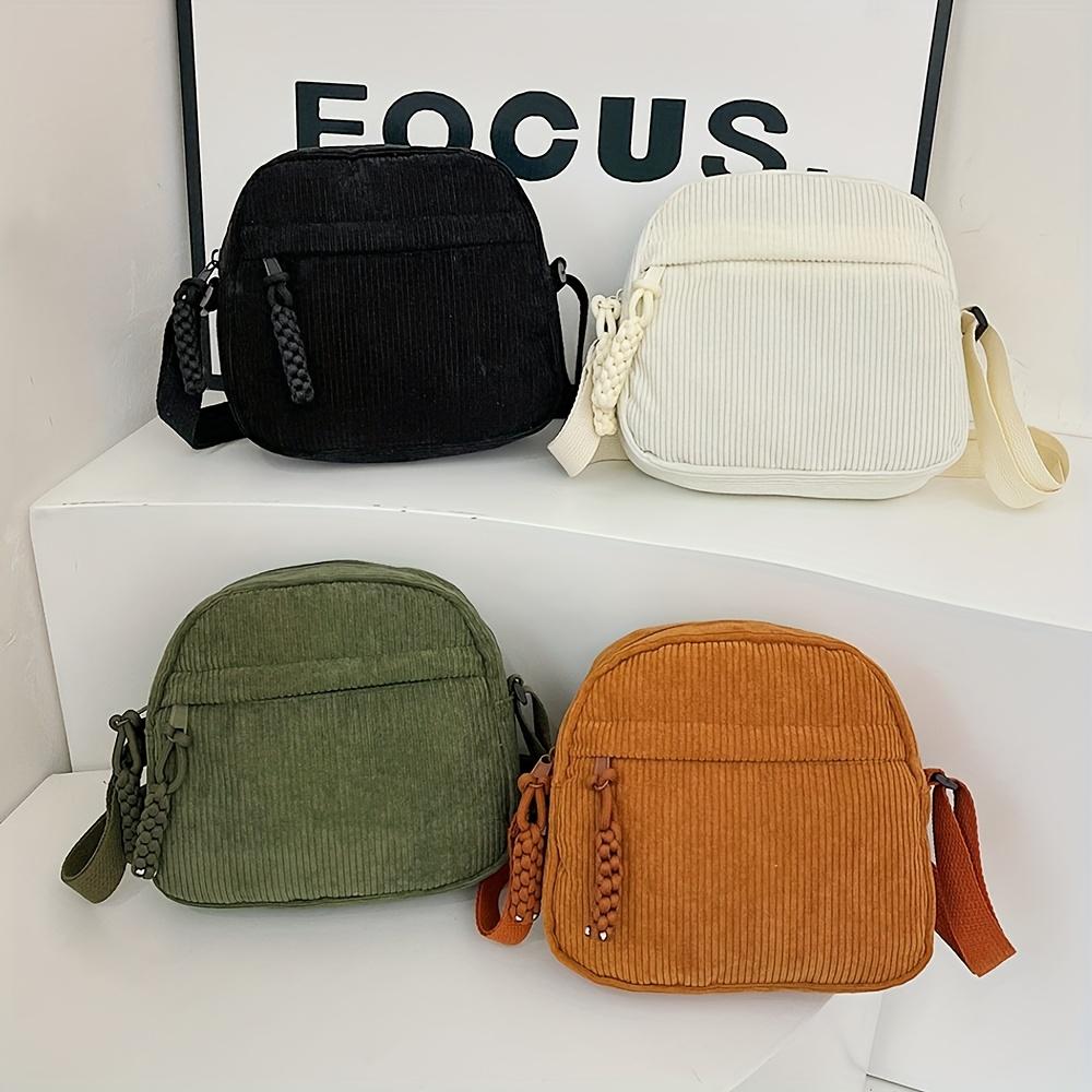 Vintage und vielseitige Harajuku Cord-Umhängetasche, Japanische lässige Cord-Tasche, Schlüssel-Tasche für den Weg zur Arbeit