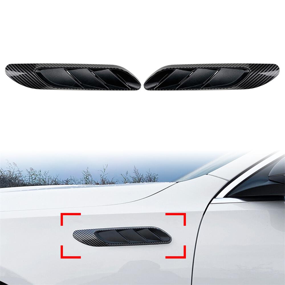 For Mercedes Benz C E Cla 2Pcs Sport Carbon Fiber Look Side Fender Air Vent Outlet Trim