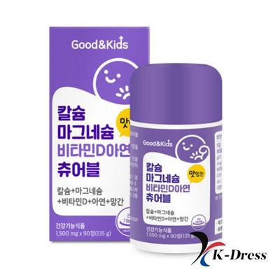 GoodnKids Children's Calcium Magnesium Vitamin D Zinc Chewable Tablets 90 Tablets 1 Box (45-Day Supply)