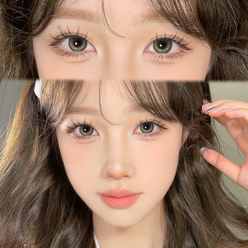 millcreek  2Pcs Contact Lenses with solution 14.5mm blue/brown Soft Contact Lens 1 year use
