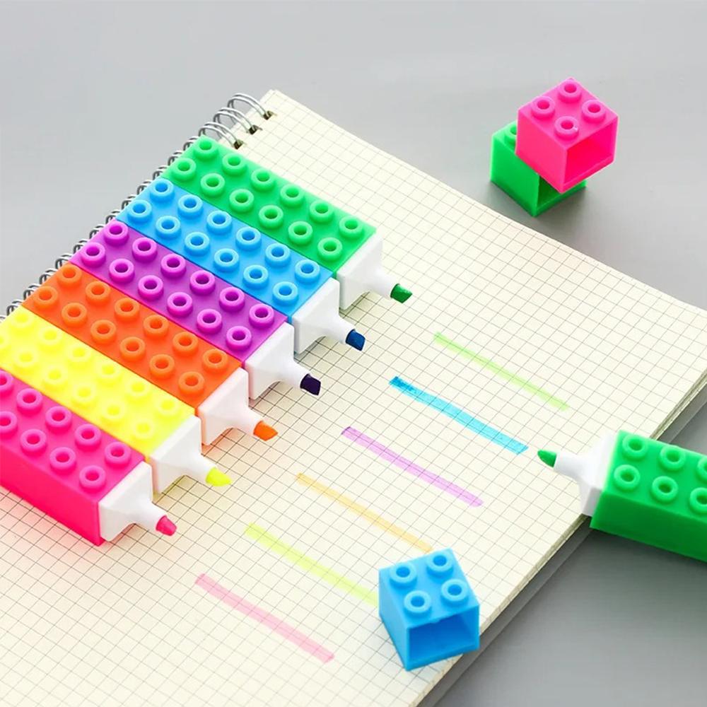 Plastic Building Up Block Highlighter Pen Colorful Markers Pen Art Stationery Highlighters Drawing Tools Office School Supplies