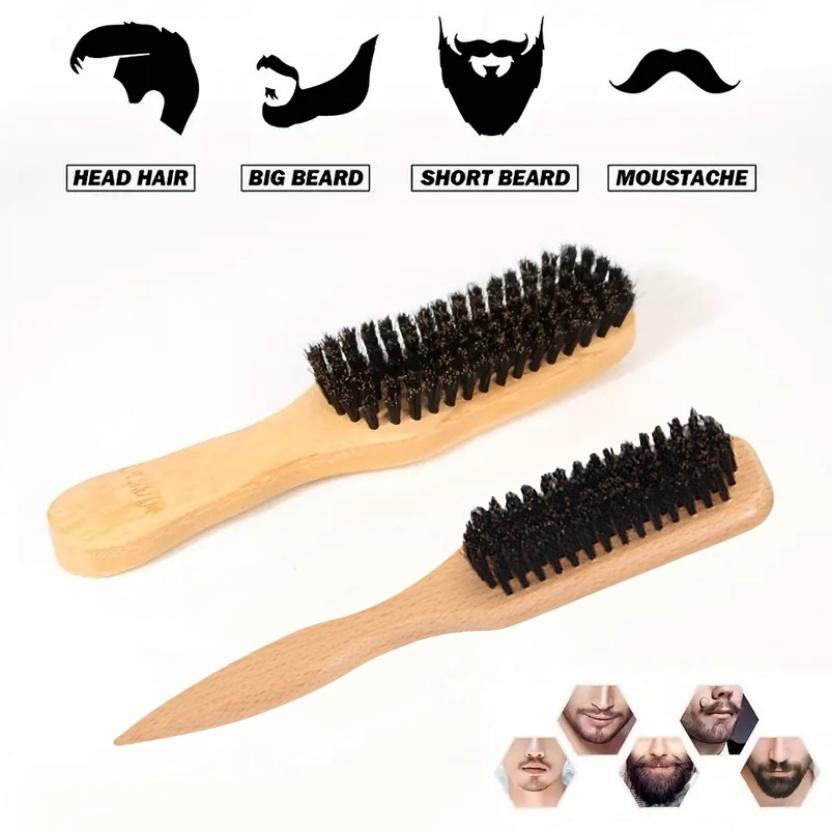 3style Boar Bristle Hair Brush Multifunctional Beard Comb for Flattening Hair & Sleek Ponytail Bun Create Sleek Frizz-Free Look