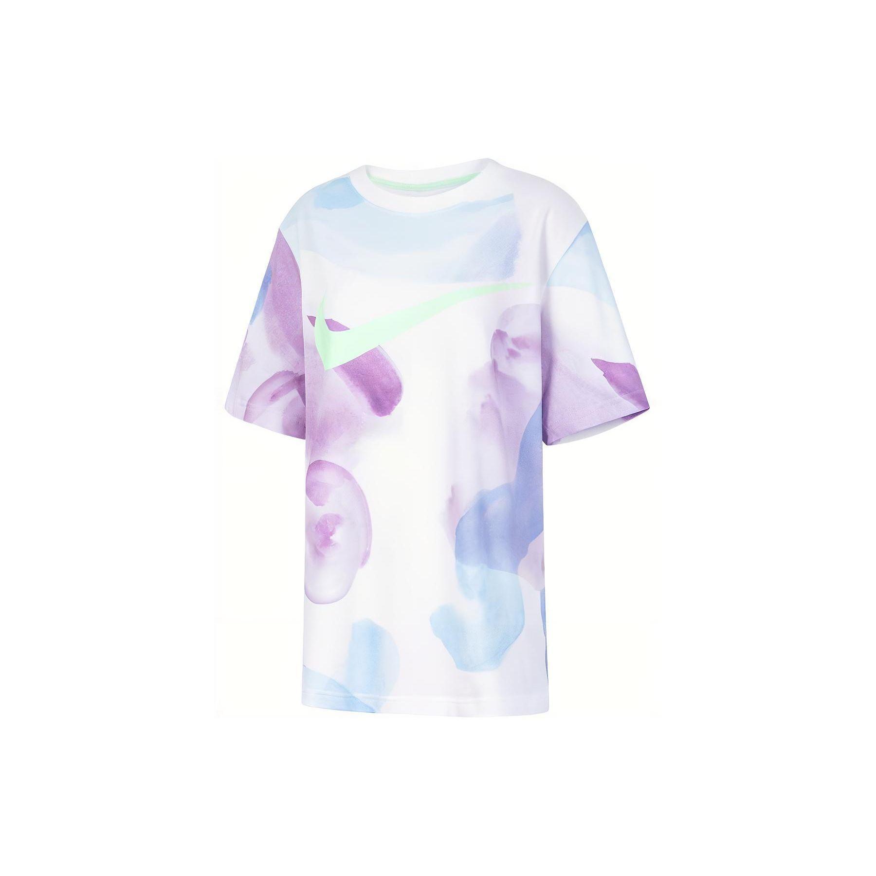 

Nike Футболка с принтом логотипа Tie-Dye, повседневная, свободная, с круглым вырезом, дышащая, с коротким рукавом, женские топы, многоцветная HF6178-100 M