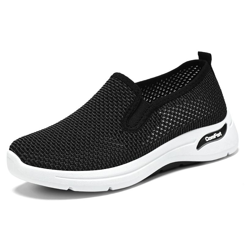 New Women Sports Shoes with Soft Soles Lightweight Non Slip Mesh Breathable Casual Shoes One-foot Wear with Perforated Comfortab
