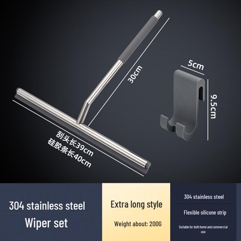Stainless Steel Silicone Window Squeegee - Ideal for Cleaning Glass in Bathrooms, Restaurants, and Hotels.