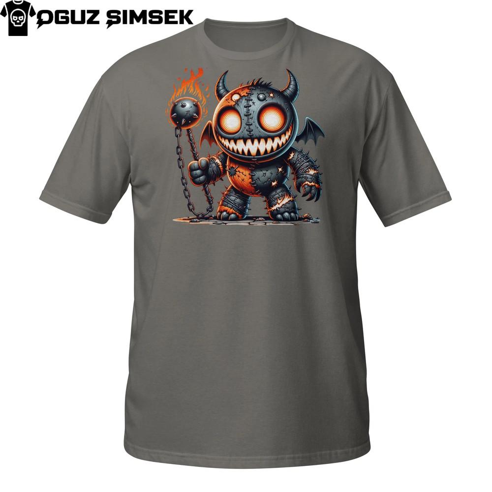 

Fireball Plush Demon T-Shirt | Creepy Cute Burnt Monster | Flame Horror Tee M