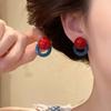 French Style Y2k Candy Color Round Circle Stud Color-blocking for Women Design Resin Geometric Vacation Style Earrings Jewelry