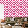 Wallpaper Casual Checkerboard Pink and White for Living Room and Bedroom 50x1000