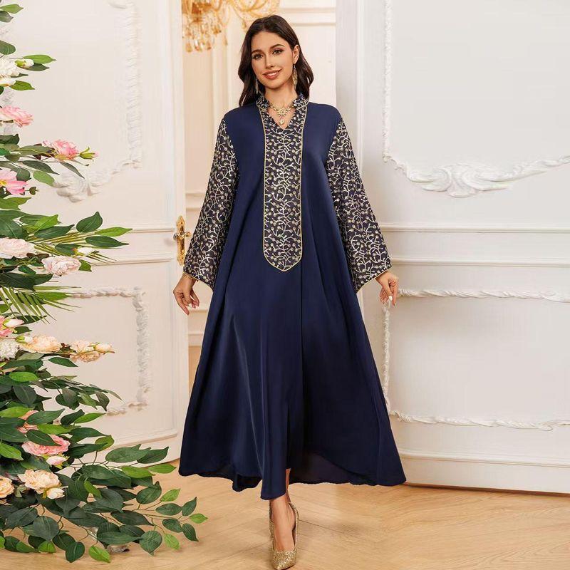 New Arrival Middle East Dubai Robe Embroider Stitching Tassel Dress Embroidered Fringe Dress