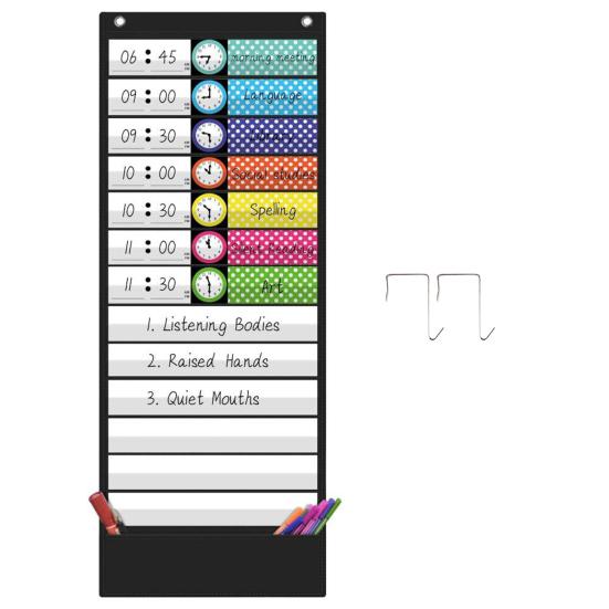 Daily Schedule Pocket Chart 13+1 Pockets Educational Chart for Classroom Office Home Preschool Activity