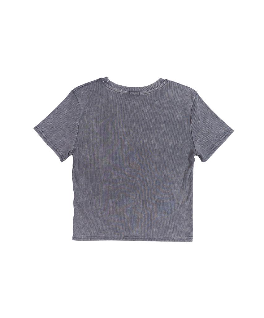 CREAM SODA LAB Pigment Ribbed Slim Crop Short Sleeve T-Shirt Gray