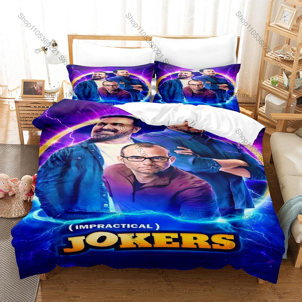 Impractical Jokers Bedding Set Duvet Cover + 2 Pillowcases Comedy Prank TV Show Four Guys Funny Retro Bedroom Decor