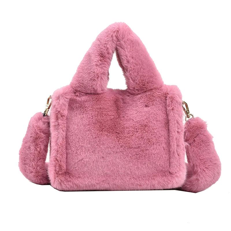Enfärgad Casual Plysch Damaxelväska Mode Retro Crossbody-väskor Mångsidig Pendlar Söt Damväska