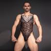 Canotta Sexy da Uomo in Pizzo Body ad Alto Taglio Gilet Lucido Oleoso Body Trasparente Perizoma Collant da Cameriera Canotta Elastica Leotard