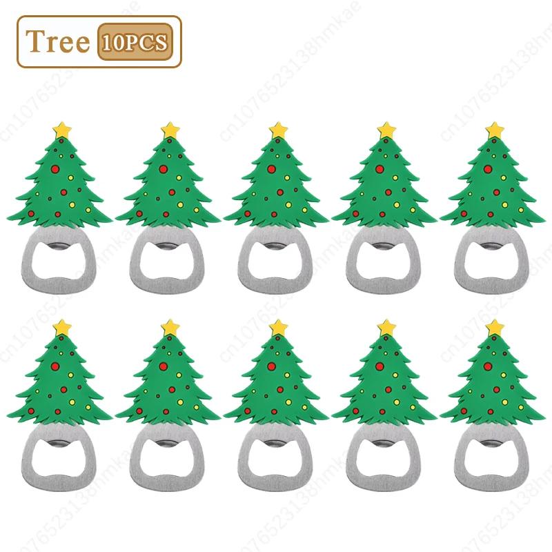 1-20PC Christmas Beer Bottle Opener Santa Snowman Bottle Opener Silicone Stainless Steel Bottle Opener Party Decoration Supplies
