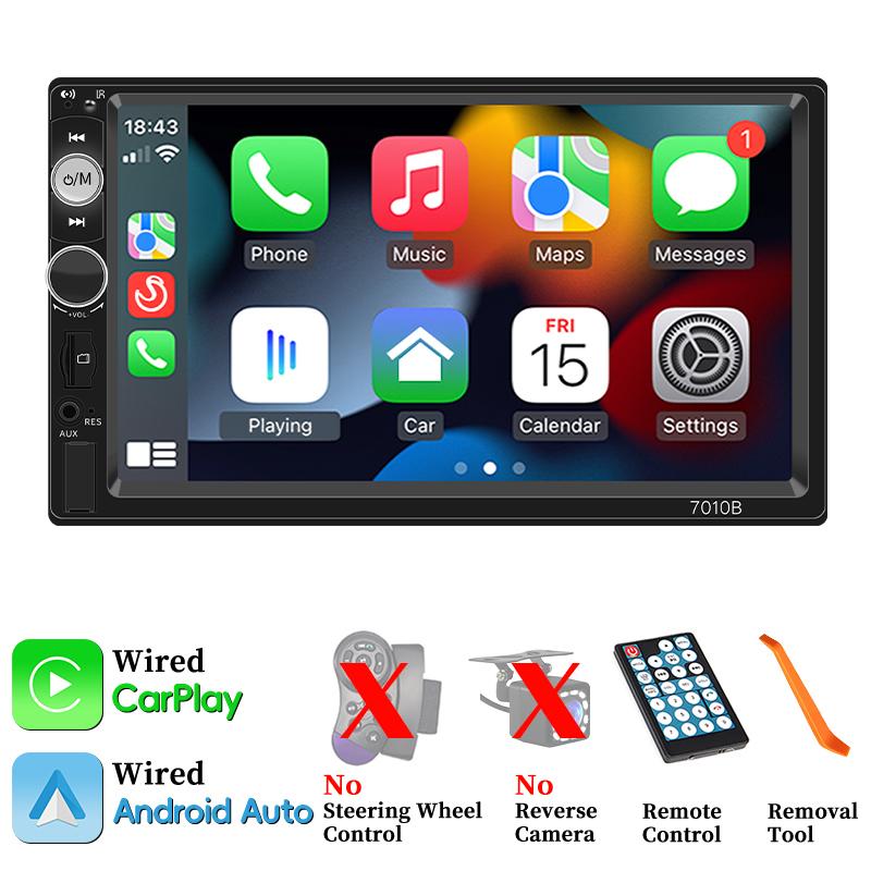 

Hippcron 1Din Car Radio Wireless Carplay Android Auto Multimedia Video Player 7inch Touch Screen Support Camera 12v Universal only radio