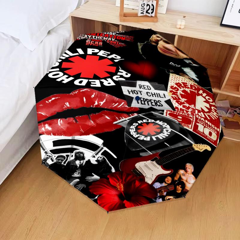 1PC Hot Chili Music Automatic Folding Umbrella 8-Rib Travel Umbrella with Auto Portable Case, Ideal Gift for Birthdays