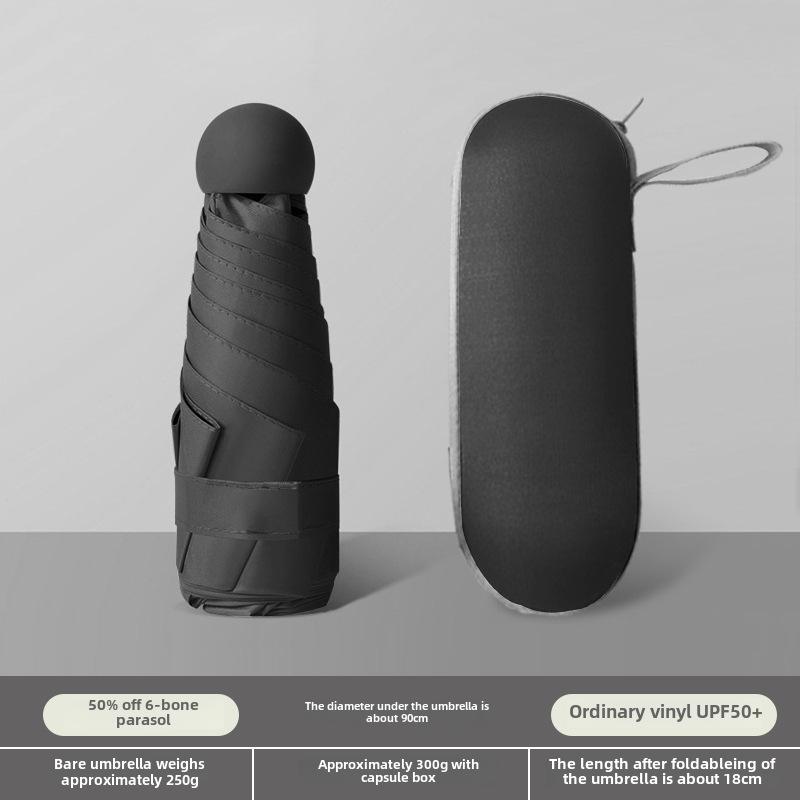 Compact Dual-Use Capsule Umbrella: Portable, Foldable, Lightweight, Sun & Rain Protection