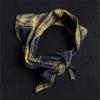 Trendy Japanese Plaid Scarf & Tie-on Hat Set for Men and Women - Blue/Yellow Neck Warmer