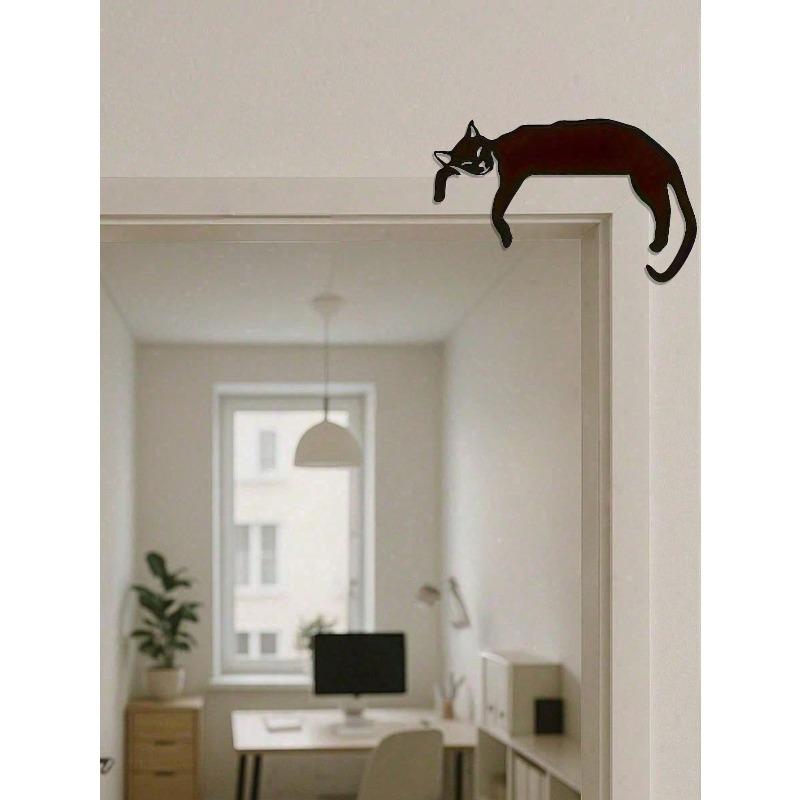 Gothic Black Cat Silhouette Metal Wall Art Vintage Halloween Decor Fireplace Hanging Dark Academia Gift