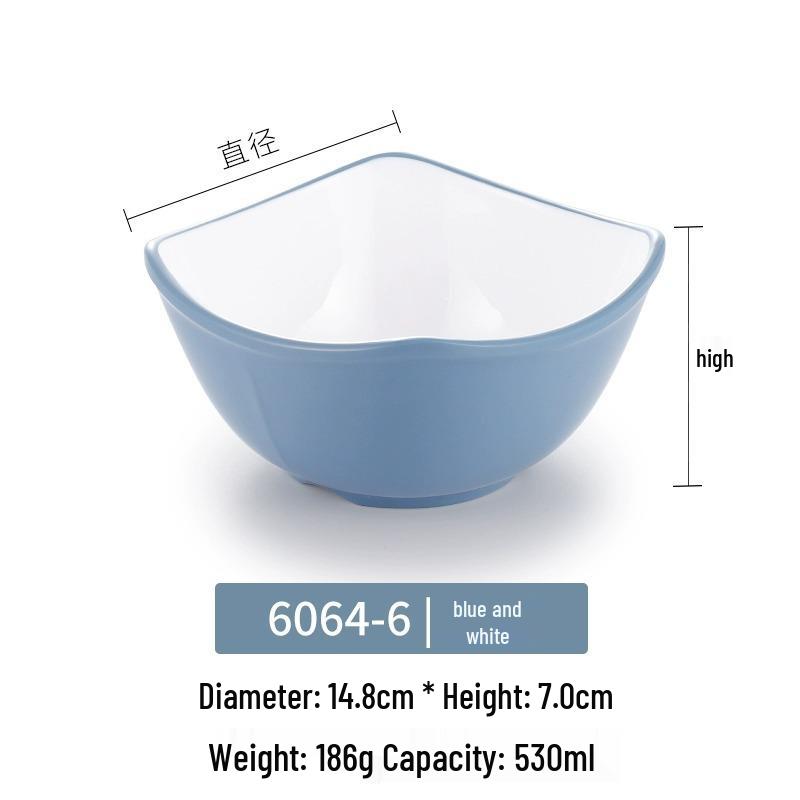 Melamine Imitation Porcelain Square Bowl – Plastic Soup, Dessert, BBQ, Bibimbap, Small Dish for Fast Food.