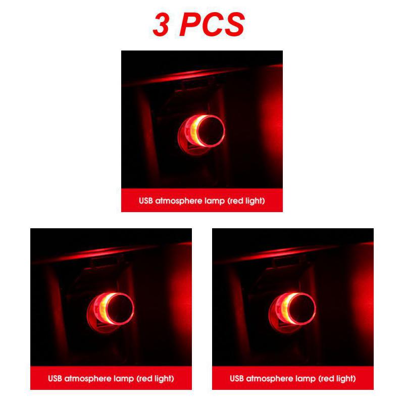 1/3PCS Mini USB LED Lumière d'Ambiance Décorative pour Environnement Intérieur Auto PC Ordinateur Lumière Portable à Brancher