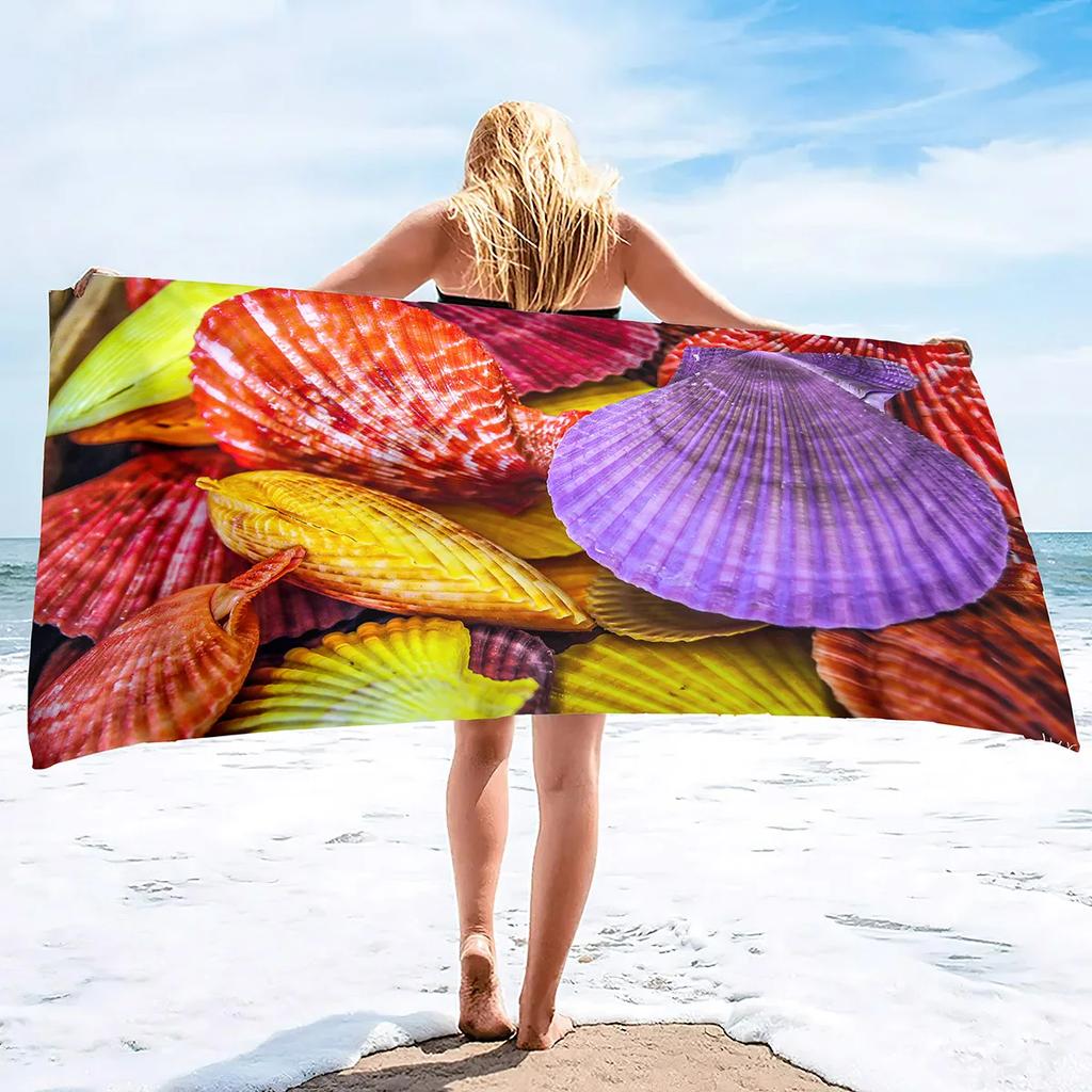 Beach Seashell Starfish Towel Summer Bathroom Soft Absorbent Multipurpose Quick Dry Sand Free