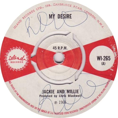 

7inch Record JACKIE & MILLIE / MILLIE SMALL - My Desire / That s How Strong My Lo WI265 Island Records 1966 UK Soul/Funk Used