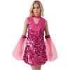 Costume Hippie Sequin da Donna per Halloween Anni '70 Disco Senza Maniche Mini Abito