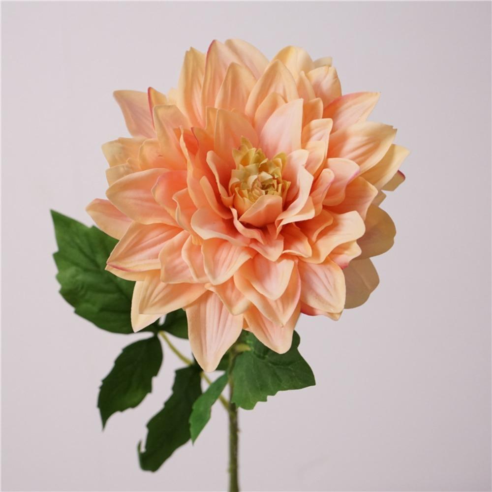 61CM Artificial Dahlia Flowers Green Leaves Simulation Dahlias Branch  Hotel Wedding Decoration