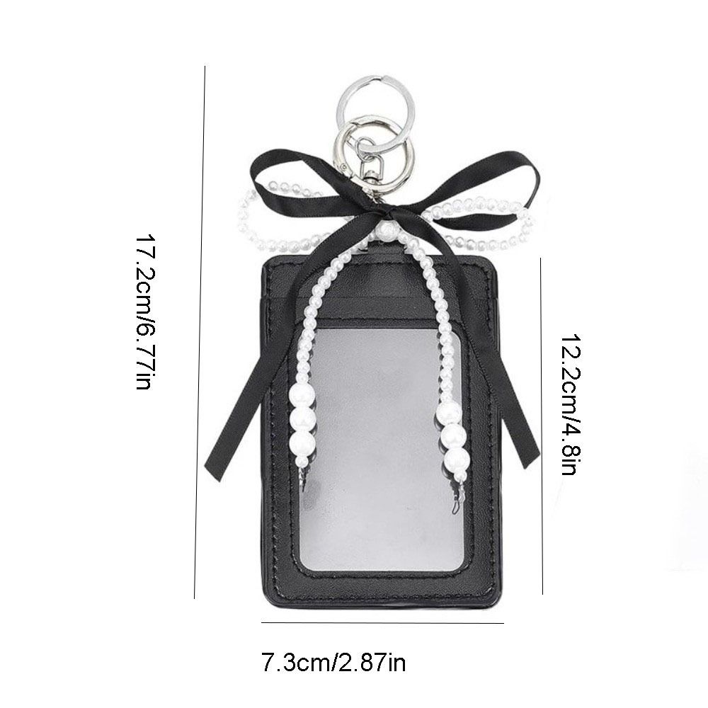 Pearl Short Card Bag PU Leather Bow Card Holder Causal Woman Wallet Lady
