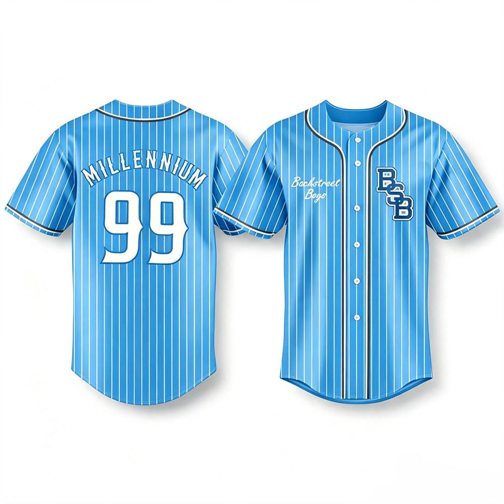 INTO THE MILLENNIUM BASEBALLTRIKOT Backstreet Boys Band Design Druck Shirt Knöpfe Hoch Herren Damen Oberteile Grafischer Druck Merch Oberteile XXS